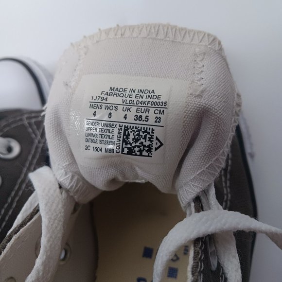 Converse All Star Womens 6 Mens 4 Shoes Low Top Gray Canvas Sneakers Lace Up - Picture 12 of 16